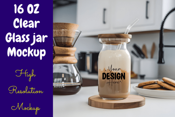 Download 16 OZ Clear Glass Jar Mockup - Premium Bundle