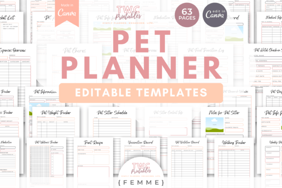 Download Pet Planner Canva Templates | FEMME - Pet planner Collection