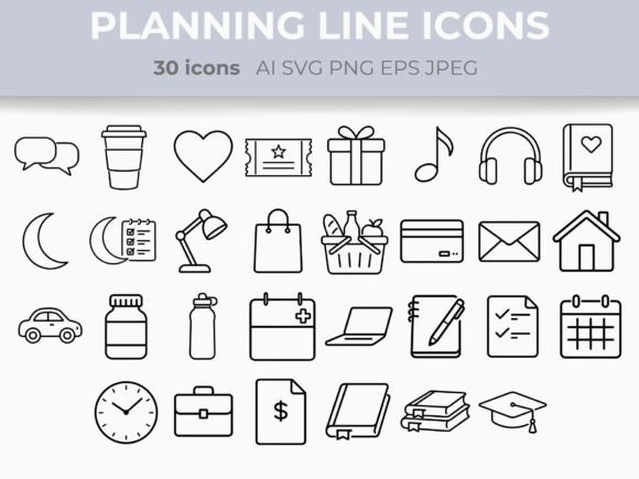 Download Daily Planning Line Icons Set Work Life - Daily planning Collection