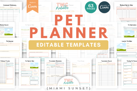 Download Pet Planner Canva Templates | MIAMI SUNS - Pet planner Collection