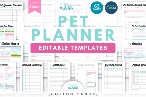 Download Pet Planner | Canva | COTTON CANDY - Pet planner Collection